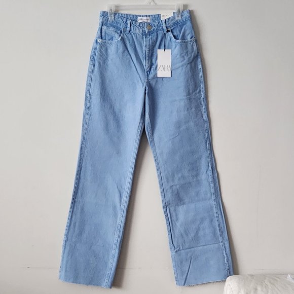 NWT Zara Solid Color Full Length Wide Leg Jeans - Picture 4 of 10